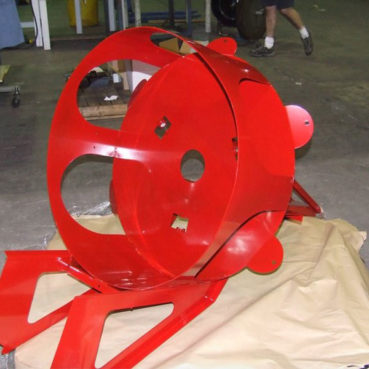 zephyr-industry-amusement-pitching-machine-02 Precision metal fabrication of laser cut welded pitching machine in Salem, Oregon